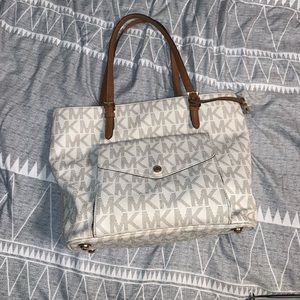 Michael Kors Cream and Tan Purse